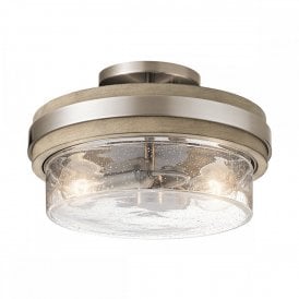 GRAND Bank 2 Light Semi-Flush Mount | Distressed Antique Grey | Pewter