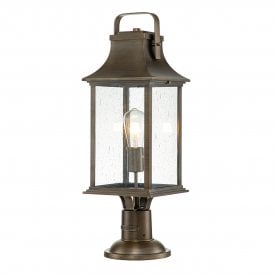 Bronze lantern pedestal with seeded glass 