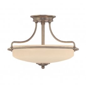 GRIFFIN Art Deco antique nickel semi-flush uplighter ceiling light - small