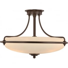 GRIFFIN Art Deco bronze semi-flush uplighter ceiling light - medium