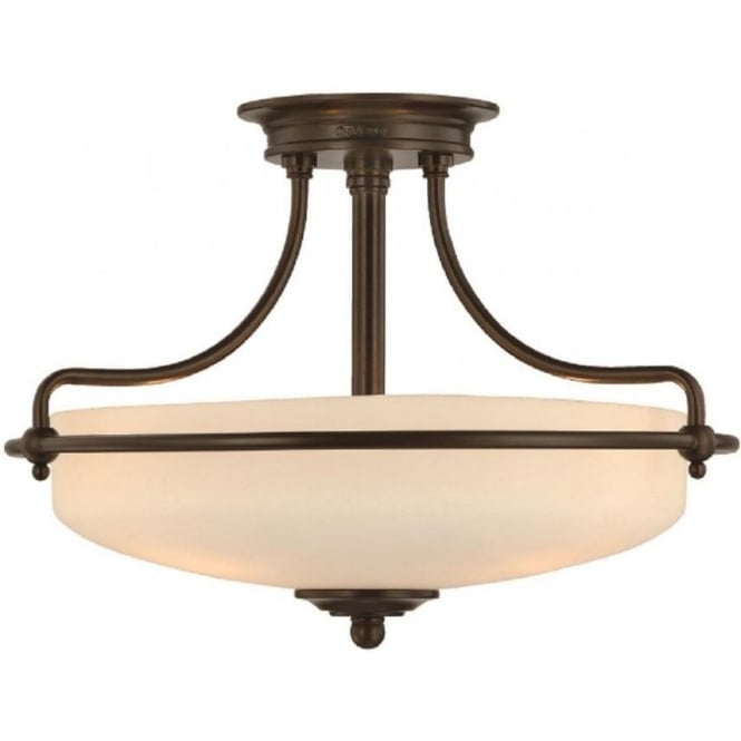 GRIFFIN Art Deco bronze semi-flush uplighter ceiling light - small