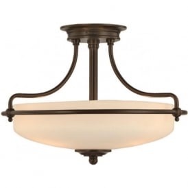 GRIFFIN Art Deco bronze semi-flush uplighter ceiling light - small