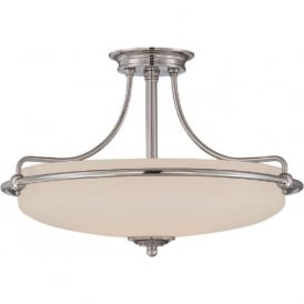 GRIFFIN Art Deco chrome semi-flush uplighter ceiling light - medium