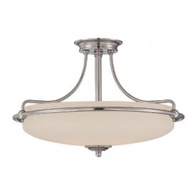 GRIFFIN Art Deco chrome semi-flush uplighter ceiling light - medium