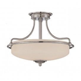 GRIFFIN Art Deco chrome semi-flush uplighter ceiling light - small