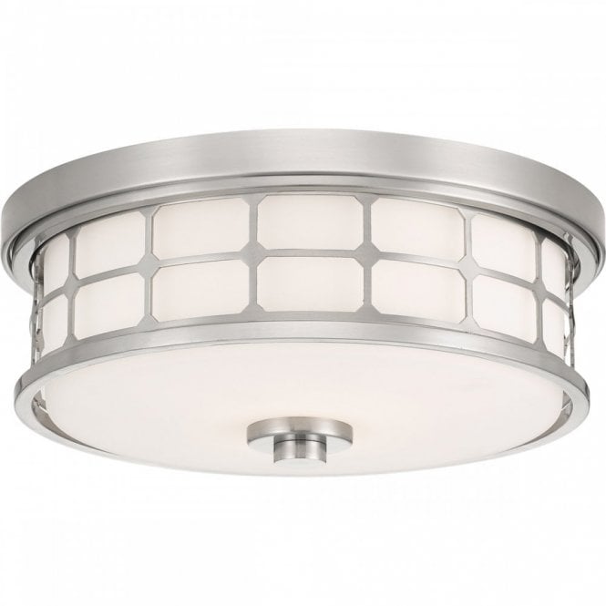 GUARDIAN circular flush fit bathroom ceiling light in brushed nickel