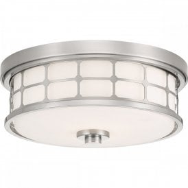 GUARDIAN circular flush fit bathroom ceiling light in brushed nickel