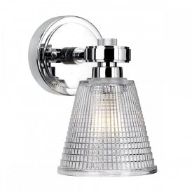 GUNNISLAKE chrome and prismatic glass LED bathroom wall light