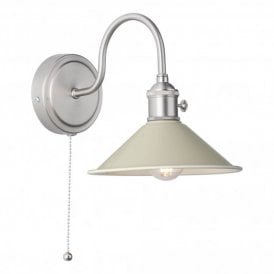 HADANO 1lt Wall Light Antique Chrome With Cashmere Shade