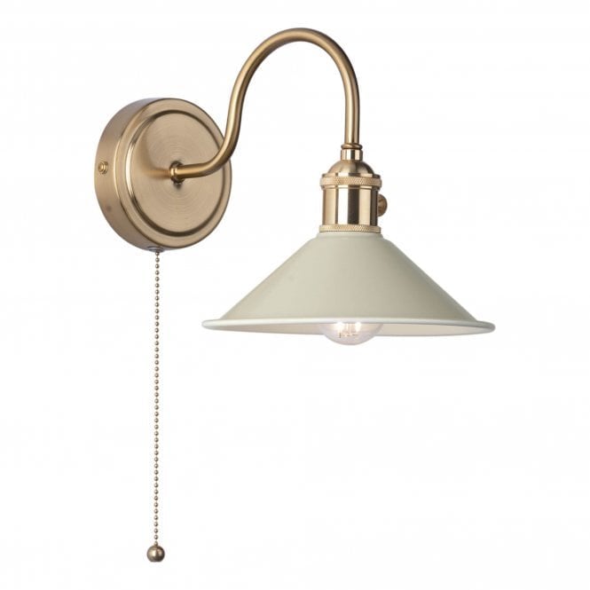 HADANO 1lt Wall Light Natural Brass With Cashmere Shade