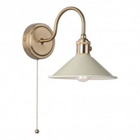 HADANO 1lt Wall Light Natural Brass With Cashmere Shade