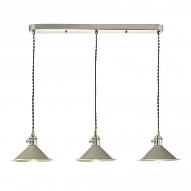 HADANO 3 Light Antique Chrome Suspension With Cashmere Shades