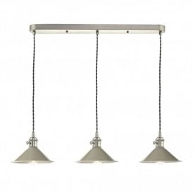 HADANO 3 Light Antique Chrome Suspension With Cashmere Shades