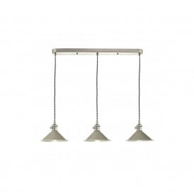 HADANO 3 Light Antique Chrome Suspension With Cashmere Shades