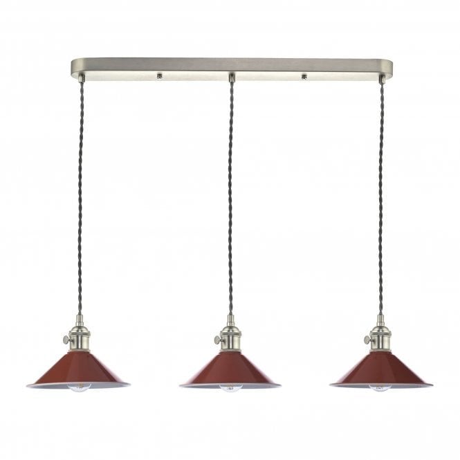 HADANO 3 Light Antique Chrome Suspension With Umber Shades