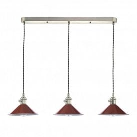 HADANO 3 Light Antique Chrome Suspension With Umber Shades