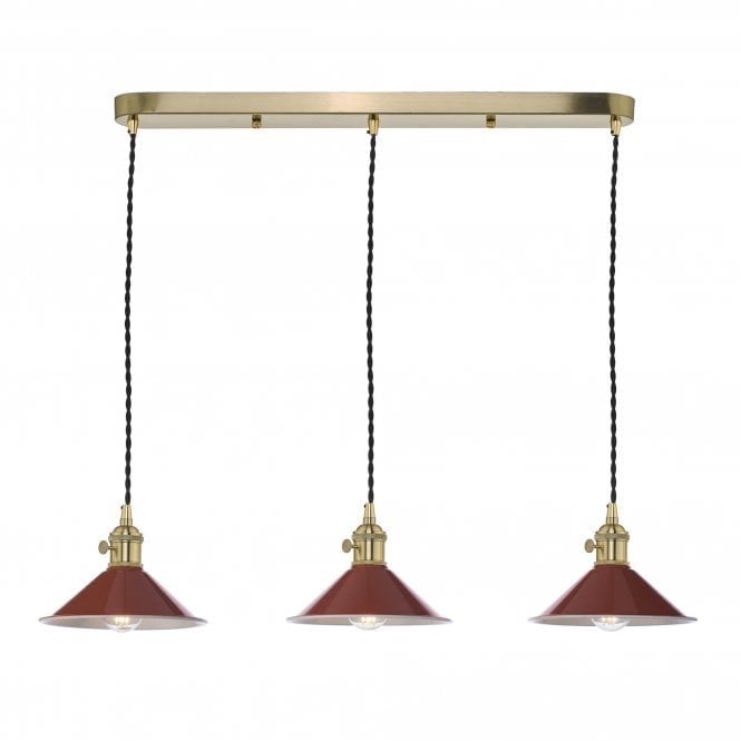 HADANO 3 Light Brass Suspension With Umber Shades