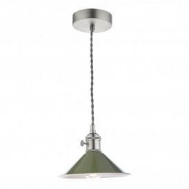 HADANO Pendant Antique Chrome With Olive Green Shade