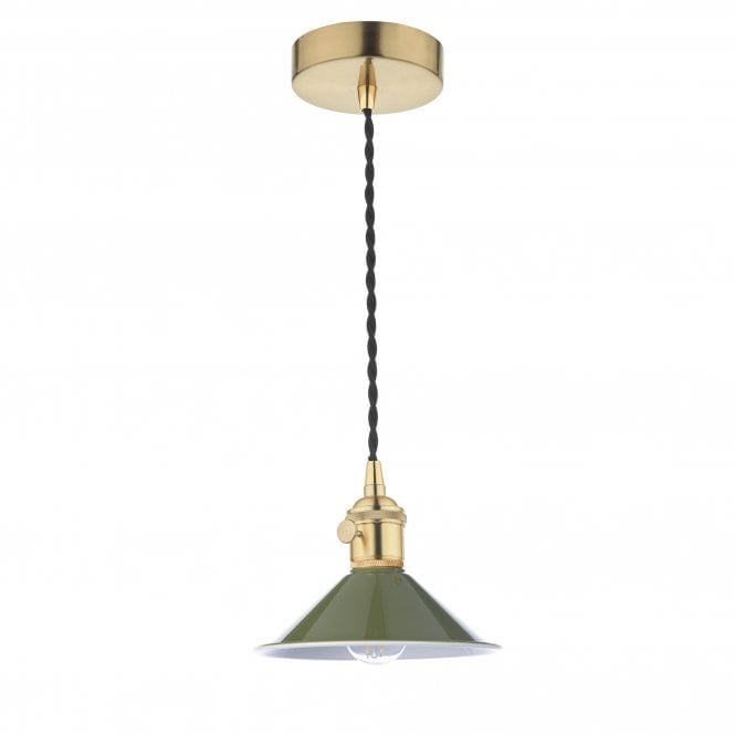 HADANO Pendant Natural Brass With Olive Green Shade