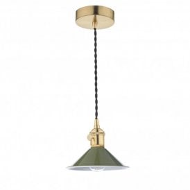 HADANO Pendant Natural Brass With Olive Green Shade