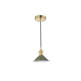 HADANO Pendant Natural Brass With Olive Green Shade