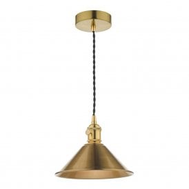 HADANO retro style natural brass ceiling pendant with aged brass coolie shade