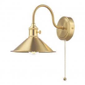 HADANO retro style natural brass wall light with aged brass coolie shade