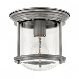 HADRIAN 1 Light Bathroom Flush Mount Ceiling Light | Clear Glass | Antique Nickel