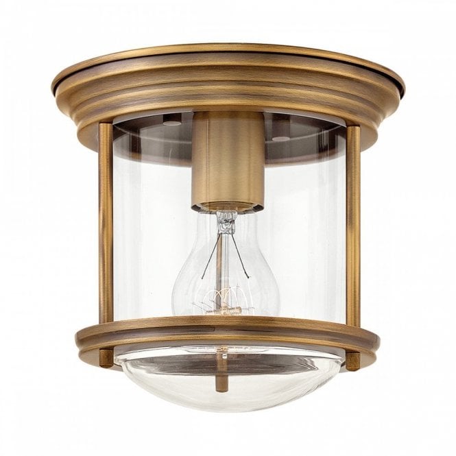 HADRIAN 1 Light Bathroom Flush Mount Ceiling Light | Clear Glass | Brushed Bronze