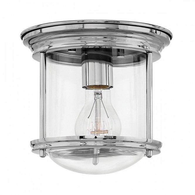 HADRIAN 1 Light Bathroom Flush Mount Ceiling Light | Clear Glass | Chrome