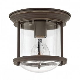HADRIAN 1 Light Bathroom Flush Mount Ceiling Light | Clear Glass | Oil Rubbed Bronze