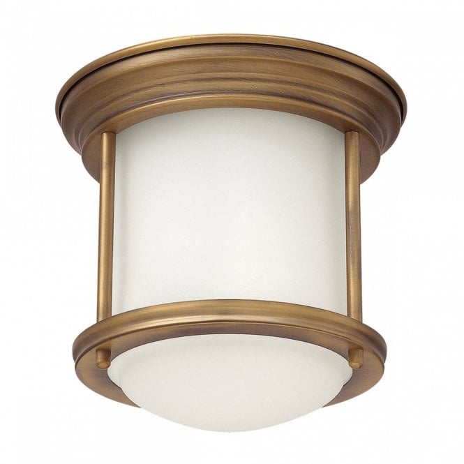 HADRIAN 1 Light Bathroom Flush Mount Ceiling Light | Opal Glass | Brushed Bronze
