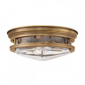 HADRIAN 2 Light Bathroom Flush Mount Ceiling Light | Clear Glass | Brushed Bronze