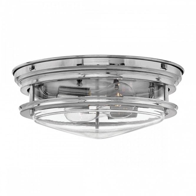 HADRIAN 2 Light Bathroom Flush Mount Ceiling Light | Clear Glass | Chrome