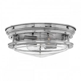 HADRIAN 2 Light Bathroom Flush Mount Ceiling Light | Clear Glass | Chrome