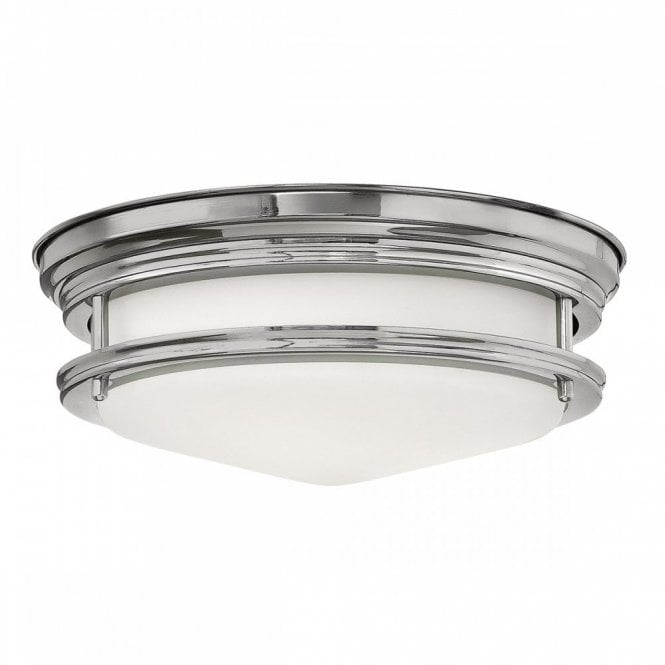 HADRIAN 2 Light Bathroom Flush Mount Ceiling Light | Opal Glass | Chrome