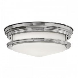 HADRIAN 2 Light Bathroom Flush Mount Ceiling Light | Opal Glass | Chrome