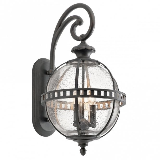 HALLERON traditional exterior wall lantern with Victorian globe shade - medium