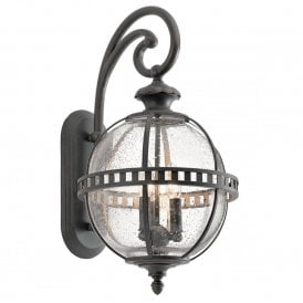 HALLERON traditional exterior wall lantern with Victorian globe shade - medium