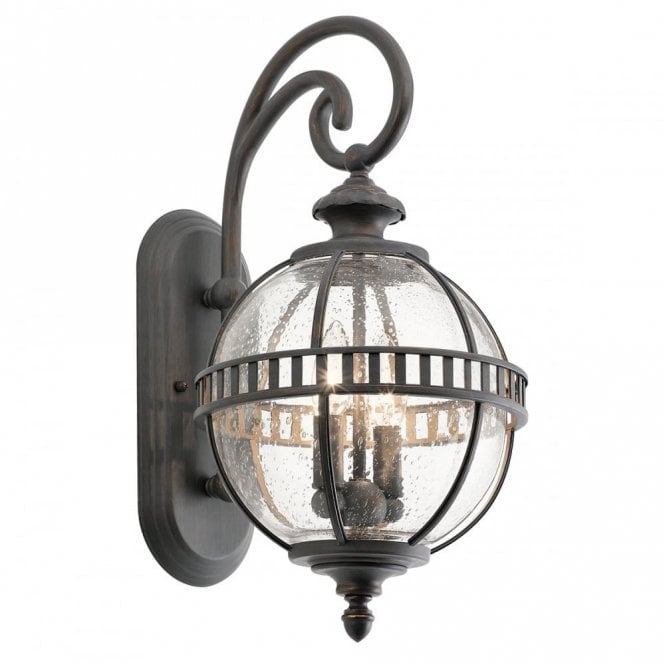 HALLERON traditional exterior wall lantern with Victorian globe shade - small