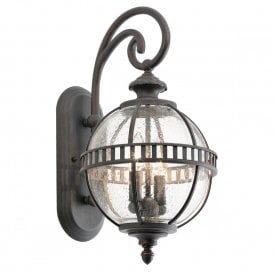 HALLERON traditional exterior wall lantern with Victorian globe shade - small