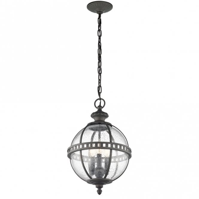 HALLERON traditional hanging porch lantern with Victorian globe shade - medium