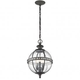 HALLERON traditional hanging porch lantern with Victorian globe shade - medium