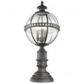 HALLERON traditional outdoor pedestal or gate post light with Victorian globe shade