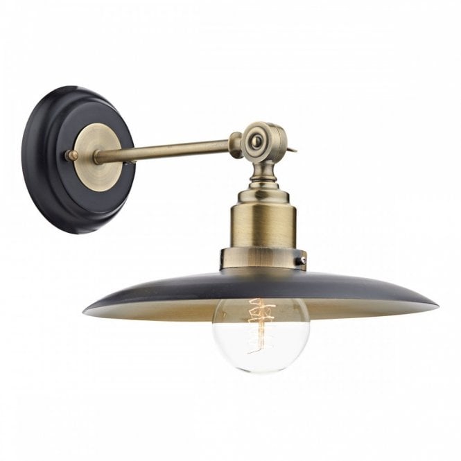 HANNOVER retro style wall light in antique brass and black