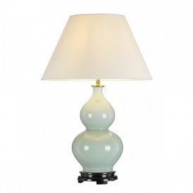 HARBIN GOURD celadon coloured ceramic table lamp with shade