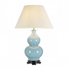 HARBIN GOURD duck egg blue coloured ceramic table lamp with shade