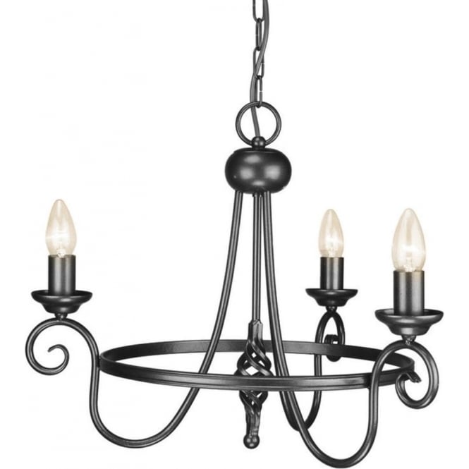 HARLECH small Medieval black hoop chandelier