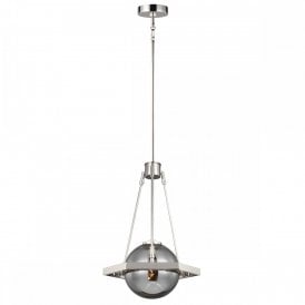 HARPER 1 Light Ceiling Pendant Light | Polished Nickel | Smoked Globe