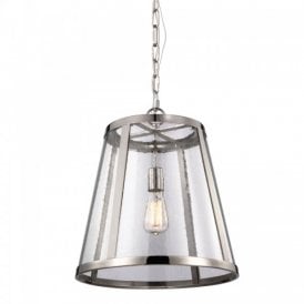 HARROW modern nickel ceiling pendant light with seeded glass